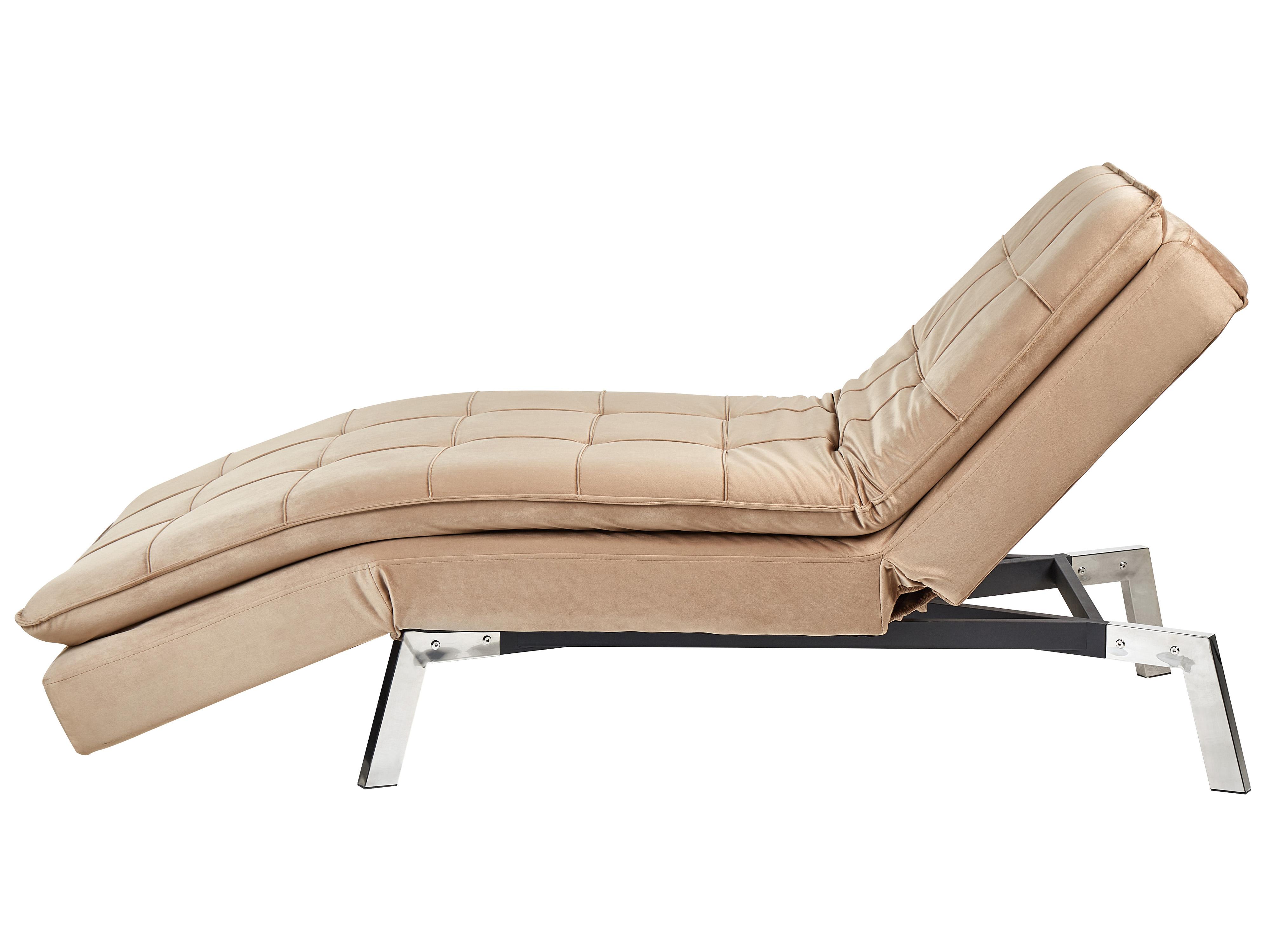 Chaise longue LOIRET Fluweel Lichtbruin
