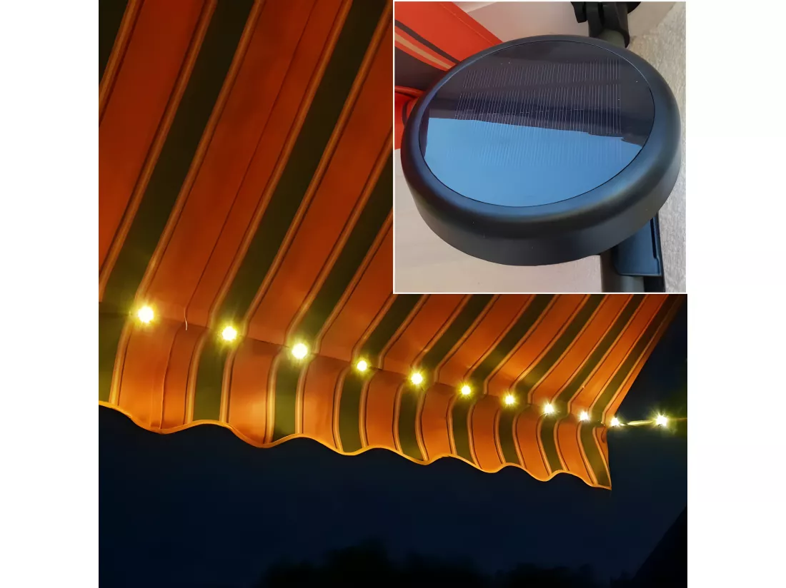 Store banne 250x150 cm avec éclairage led et manivelle