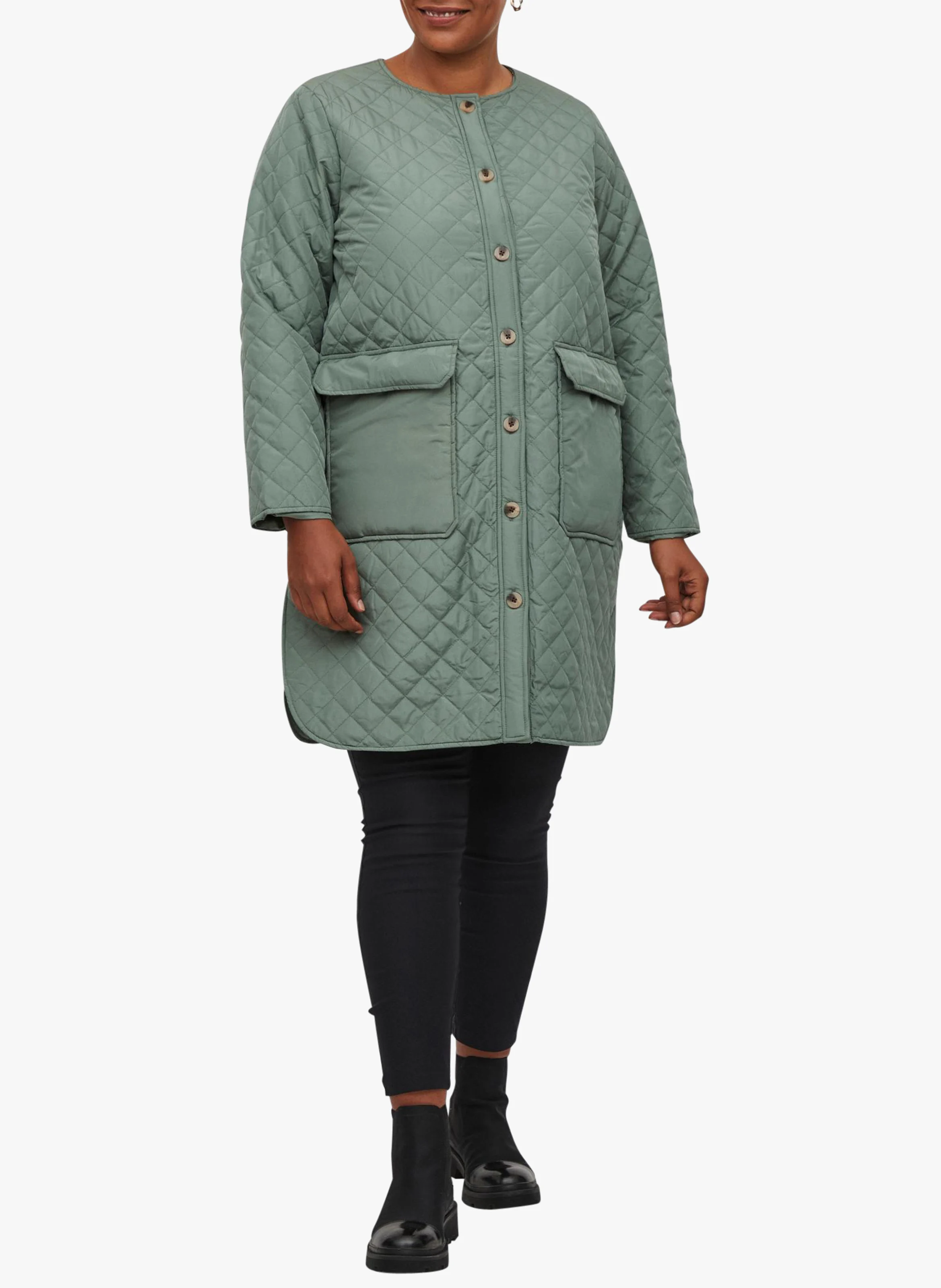 Veste col rond matelassé | Gris