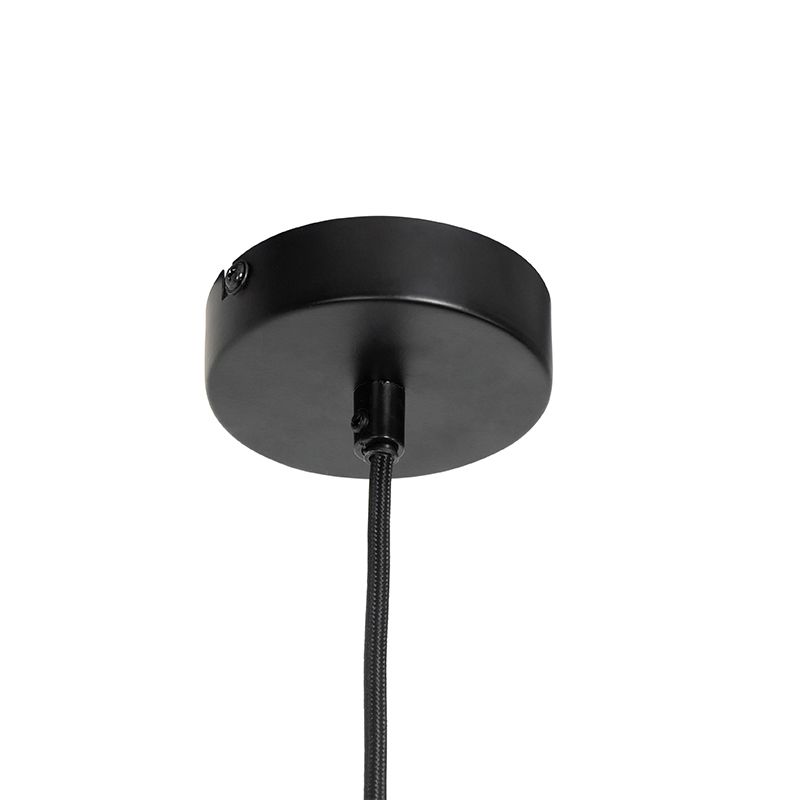 Moderne hanglamp zwart met glas rond - Roslini