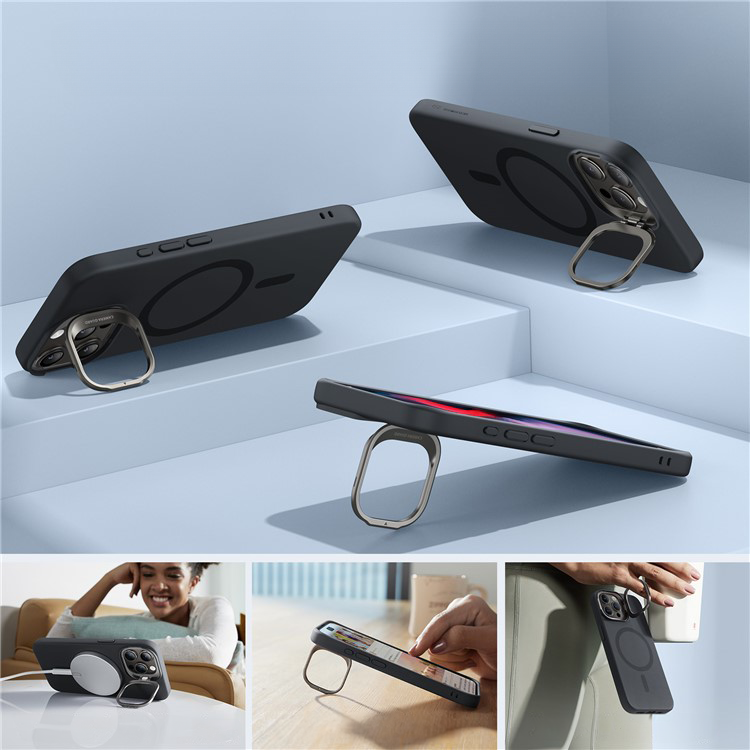 iPhone 15 Pro Cloud Series MagSafe Silikon Case Hülle   Kickstand - Schwarz