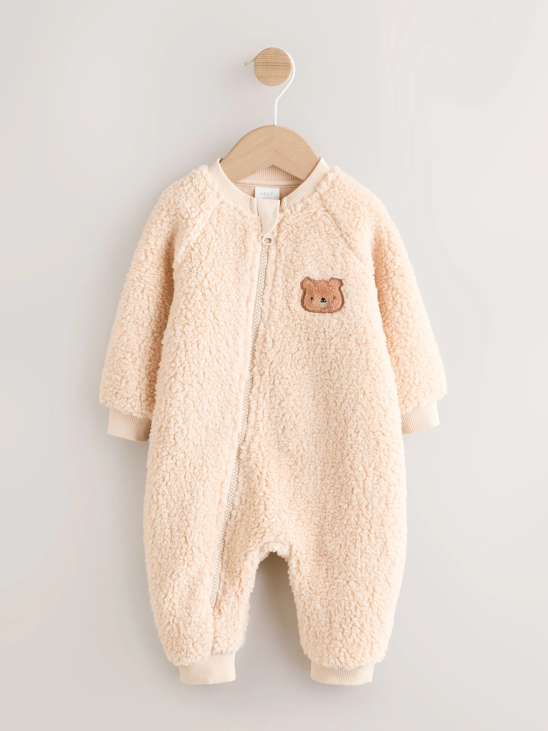 Neutraal met beren - Baby Heavy Fleece Sleepsuit