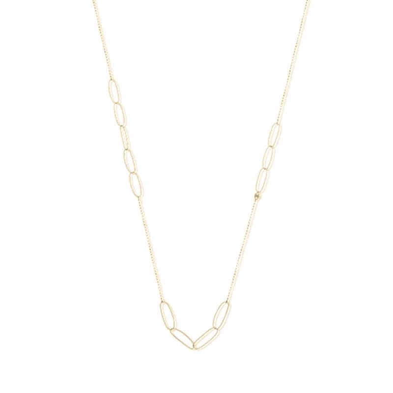 Collier Sautoir Forme Maille Argent Doré Diamanté