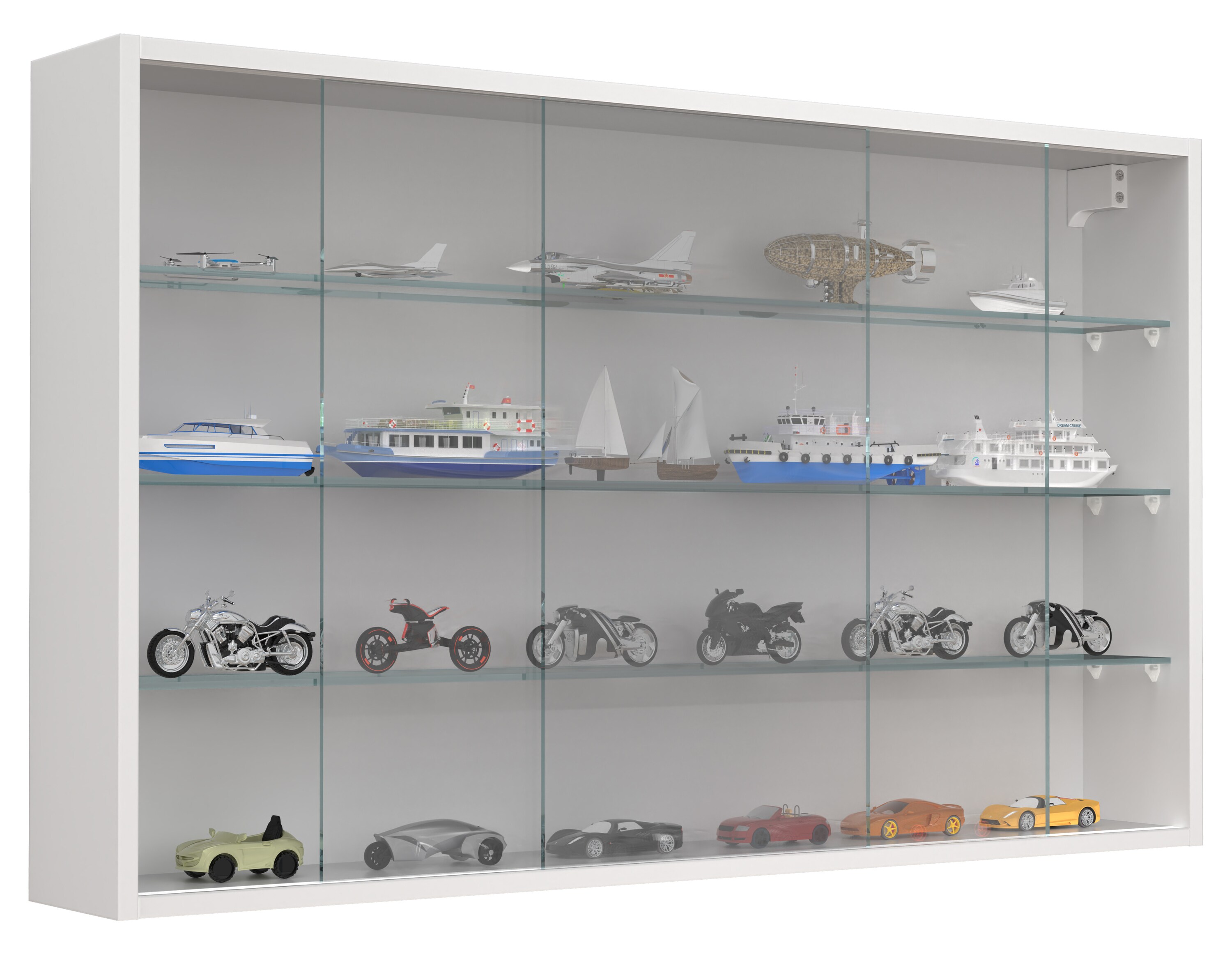 VCM Glasvitrine hängend | Vitrine Glas | Maße: H. 60 x B. 100 x T. 15 cm | Hängevitrine Glas | Modern und platzsparend | Glas Vitrinenschrank - Drivalo XL