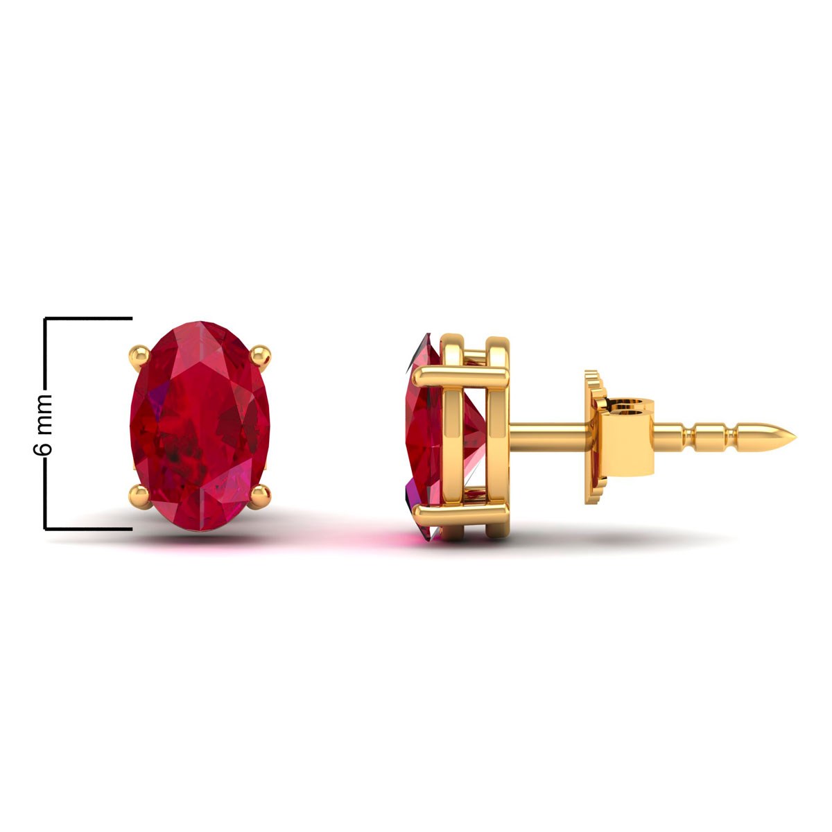 Boucles d'oreilles ADEN Or 585 Jaune et Grenat forme Ovale 1.15grs