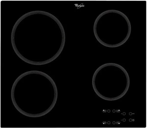 Whirlpool AKT 801/NE - Keramisk kogeplade - 4 plader - Niche - bredde: 56 cm - dybde: 49 cm - rammeløs - sort