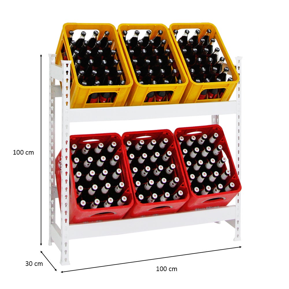 PROREGAL Drankkratplank, Kameel, HxBxD 100 x 100 x 30 cm, Wit