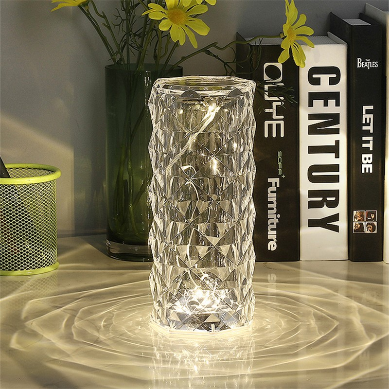 Dimmbare LED Diamant Lampe USB Home Deko Beleuchtung Nachtlicht im Kristall Design - Warmweiss / Kaltweiss