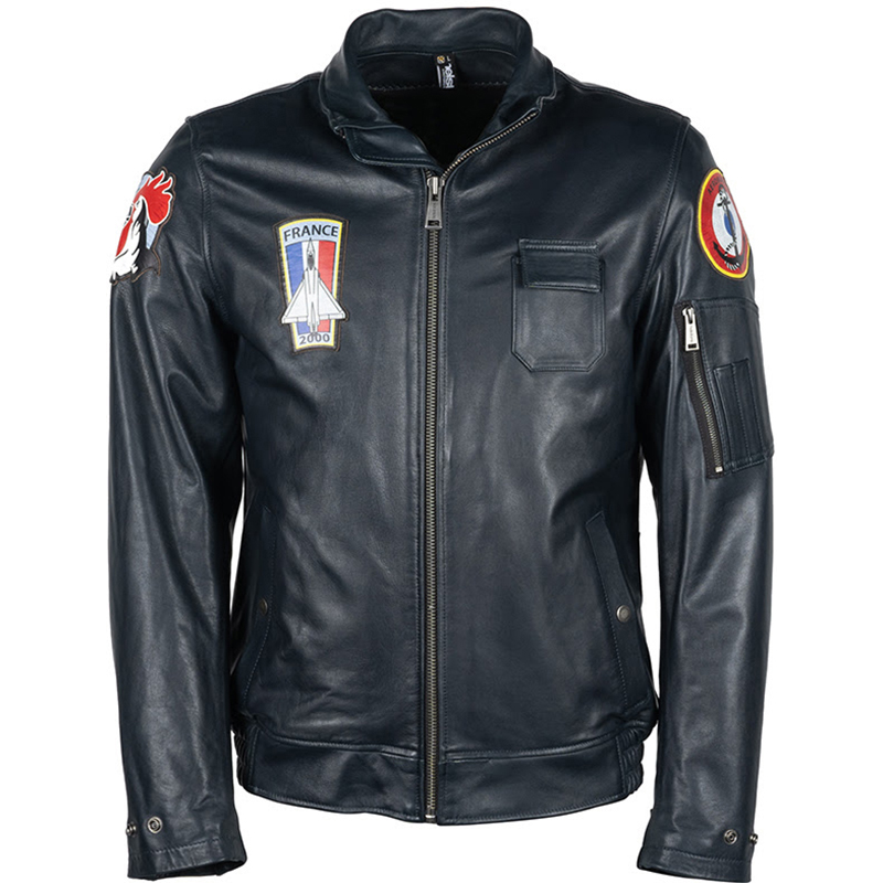 Helstons - Blouson Aeronef Cuir Rag Bleu