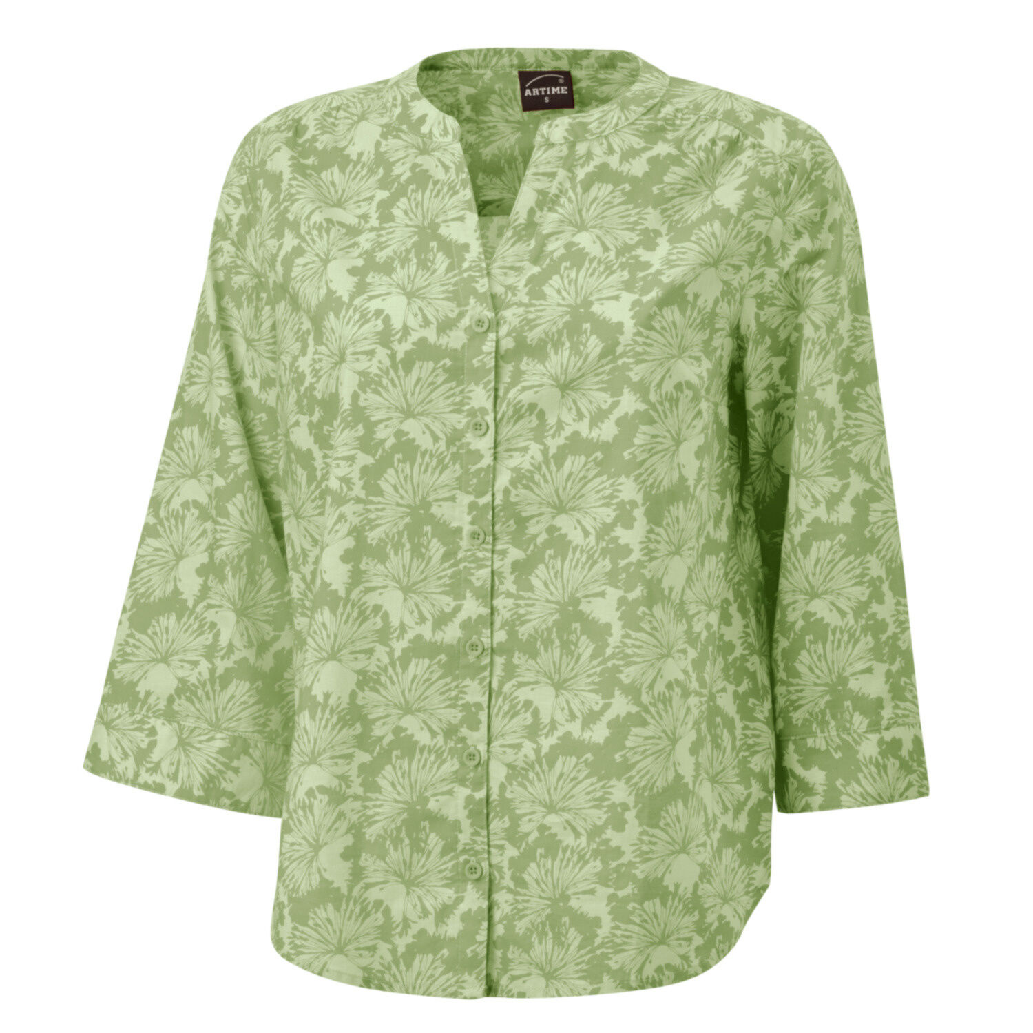 Baumwollbluse mit 3/4 Ärmeln und Allover-Print