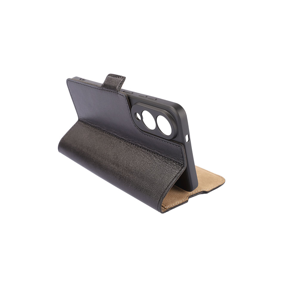 Samsung Galaxy S25 Edge Echtleder Tasche Flip Cover Hand Made (FABIOS25E-01) - Schwarz