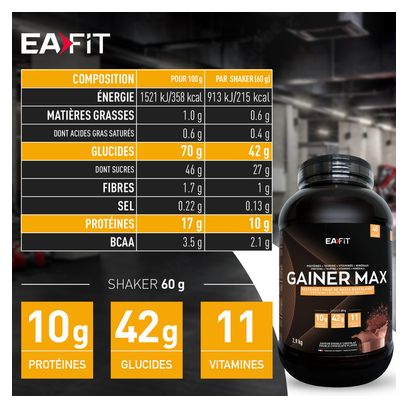 EAFIT Gainer Max Double Chocolat 2.9 kg