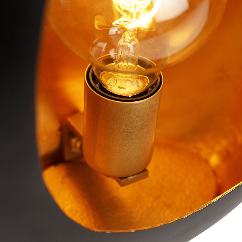 Design tafellamp zwart met gouden binnenkant 36 cm - Cova