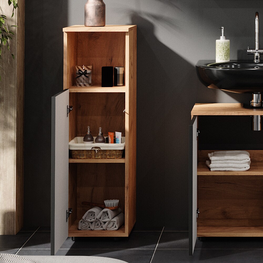 Vicco Midischrank Irma Eiche Anthrazit 30 x 95 cm Badezimmer