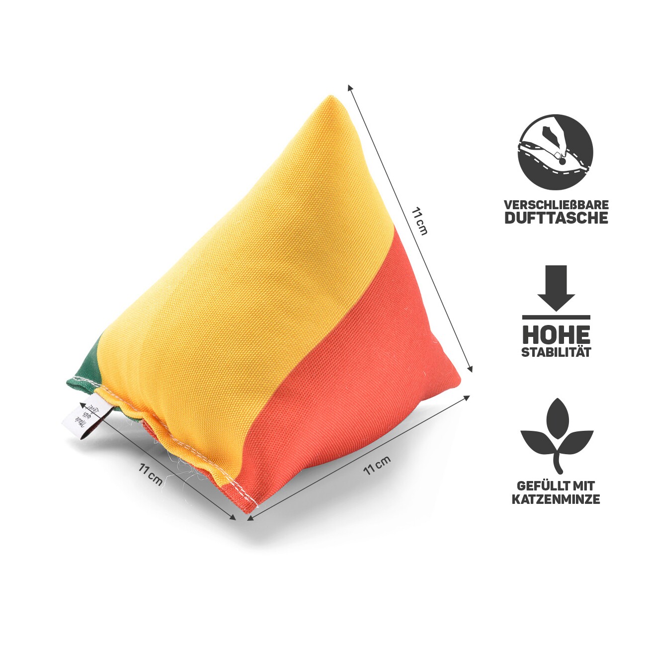 Canadian Cat Company Catnipspielzeug 6x Schmusepyramide Reggae 3-Color