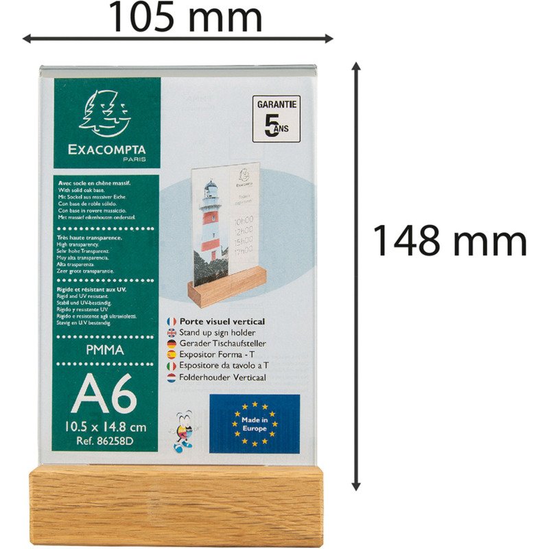 Présentoir de table double face socle en bois A6
