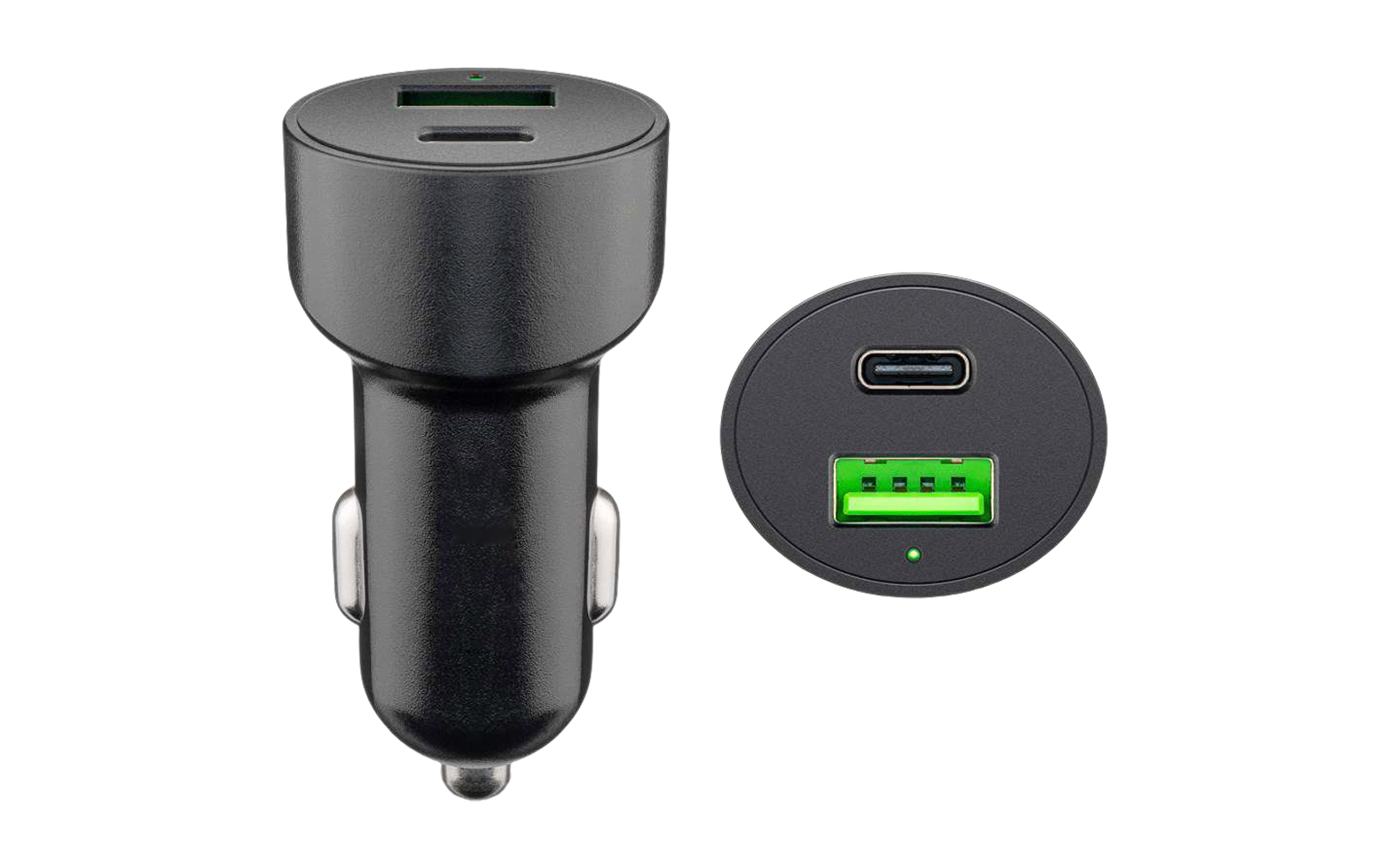 Goobay KFZ USB 2 Port 48W USB-C PD + QC3.0 sw PL Dual-USB Auto Schnellladegerät USB-C