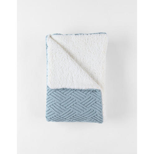 Couverture tricot avec sherpa 75x100 - Ice Blue - NOUKIE 'S
