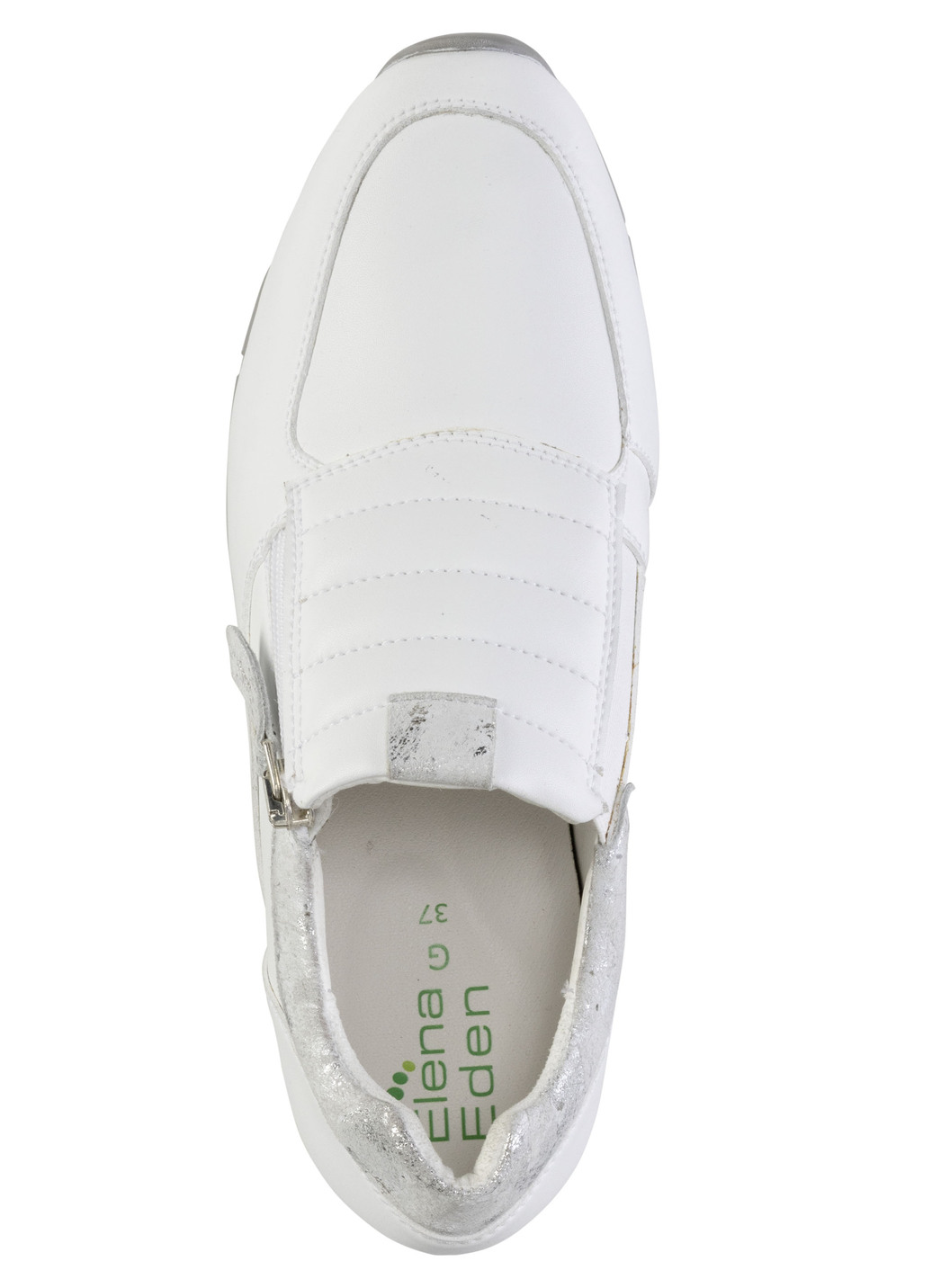 ELENA EDEN Sneaker aus Nappaleder und silbergrau geprägtem Veloursleder