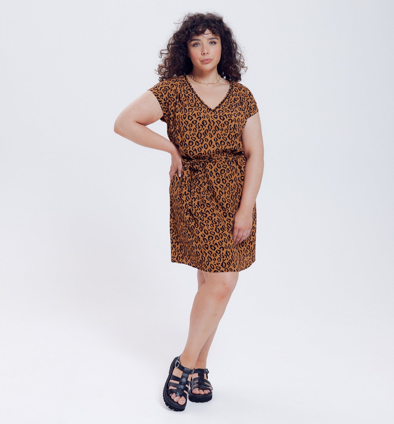 Robe courte imprimé léopard - Imprimé marron