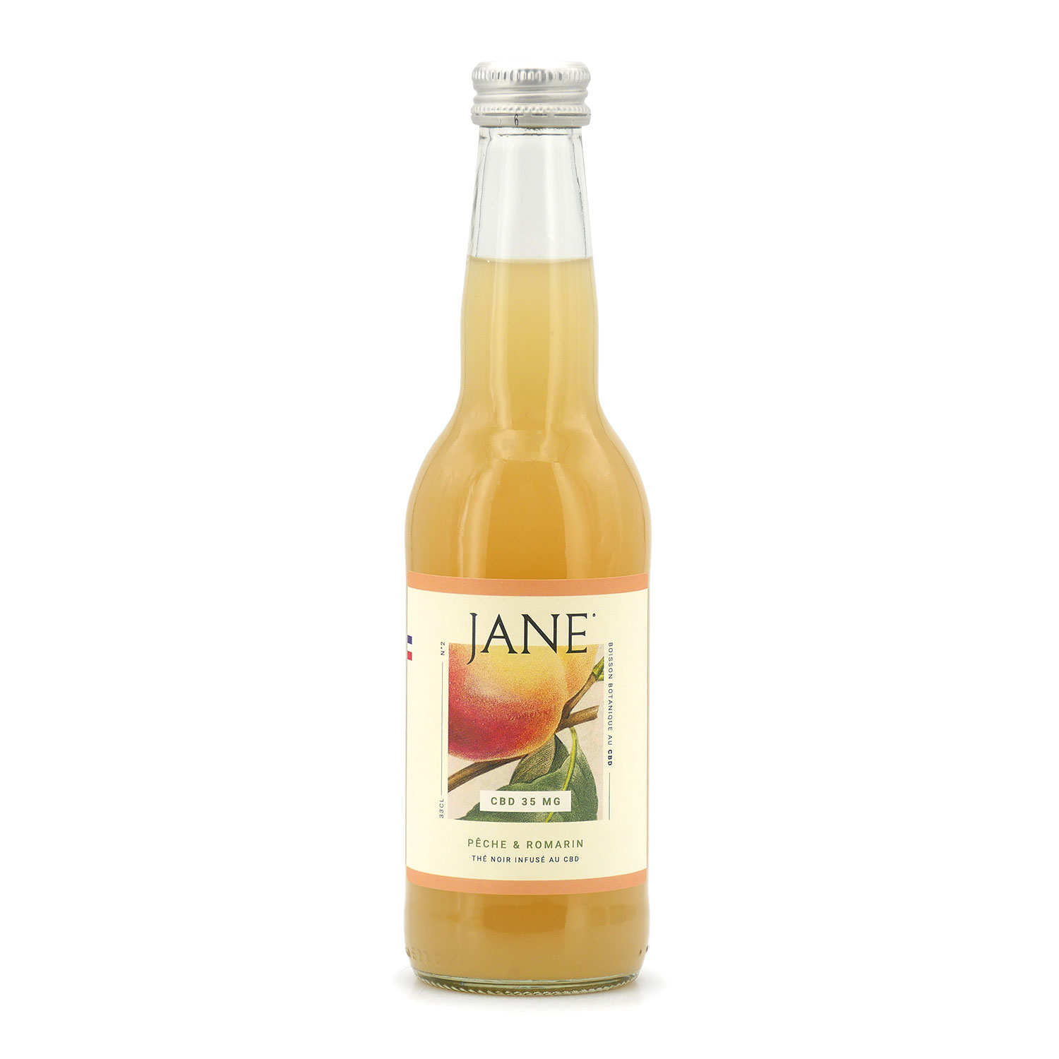 Jane thé noir, pêche et romarin - Boisson bio au CBD (35mg) et à l'infusion de thé