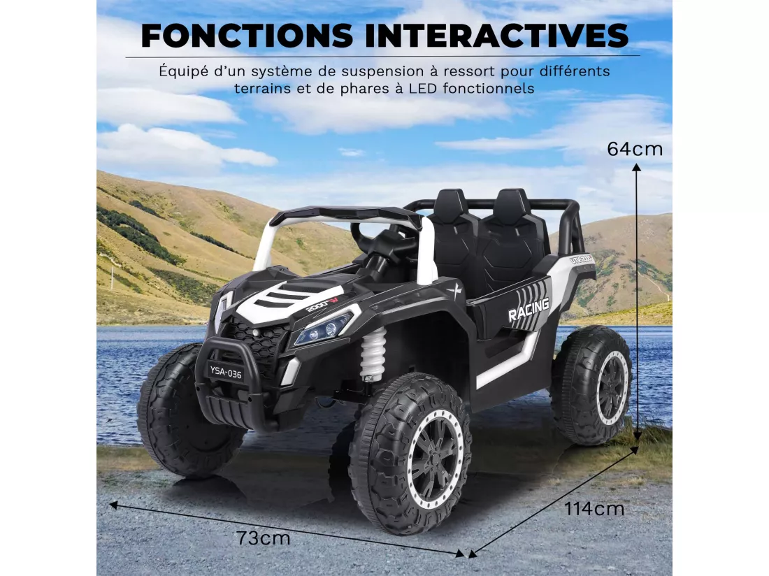 Voiture électrique 24 V pour enfants, camion à quatre roues motrices avec télécommande, camionnette à 6 roues pour enfants avec ceinture de sécurité, espace de rangement, Bluetooth, son d'avertissement de marche arrière (noir foncé)