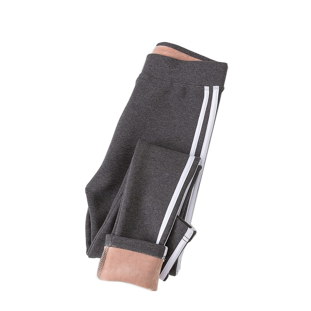 Warme Damen Winter Leggings Plüsch gefüttert mit Streifen (One Size) - Grau