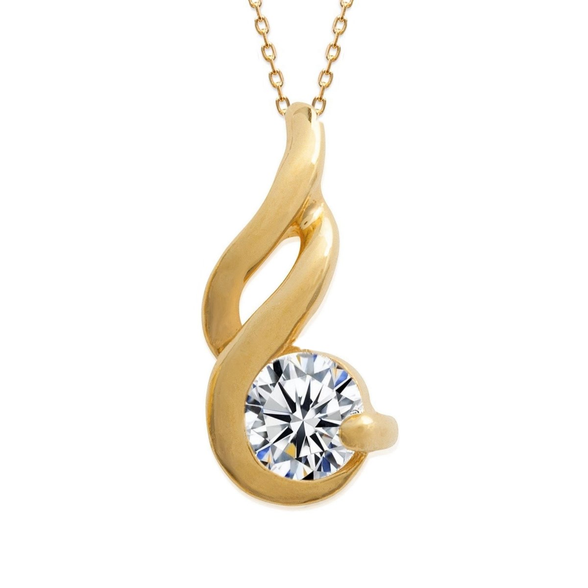 Collier torsade oxyde de zirconium Plaqué OR 750 3 microns