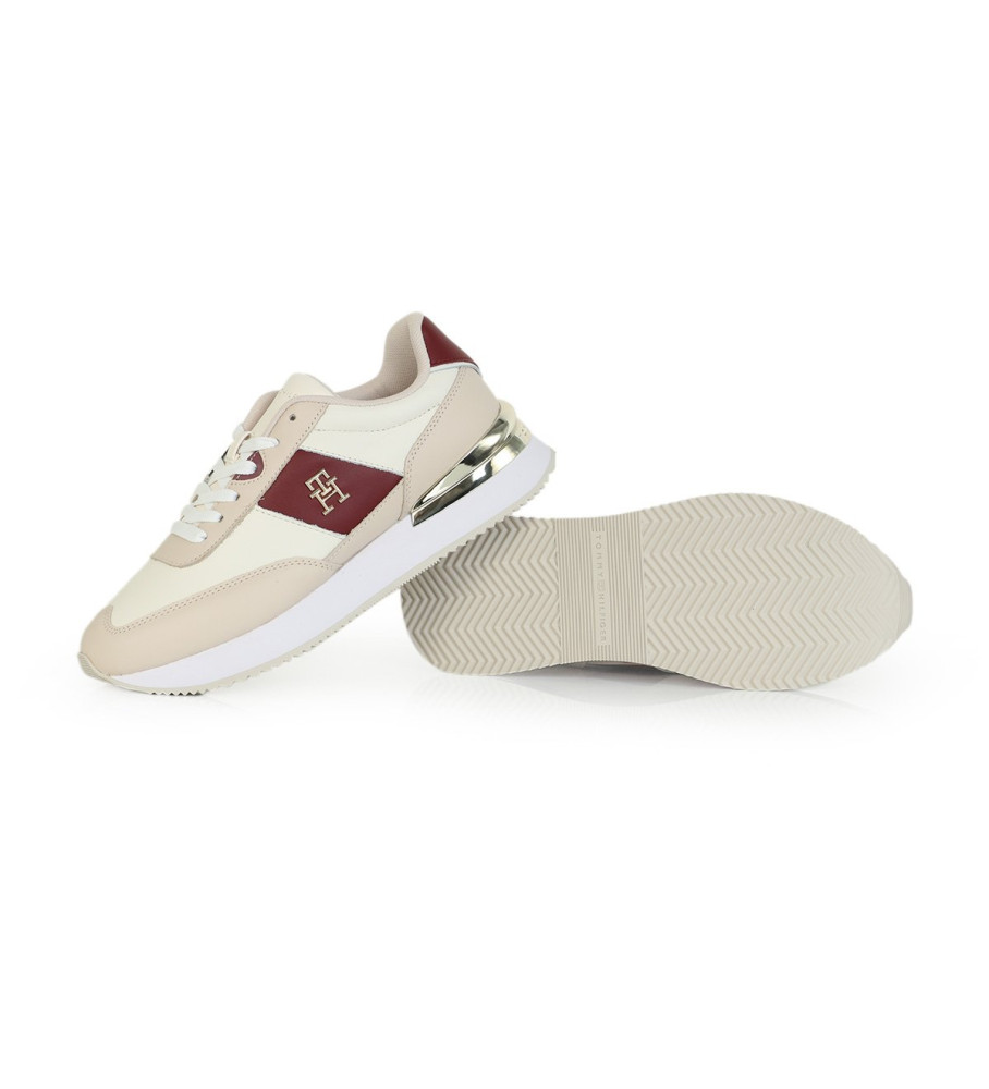 Tênis de corrida Tommy Hilfiger Elevated em couro bege, multicolorido