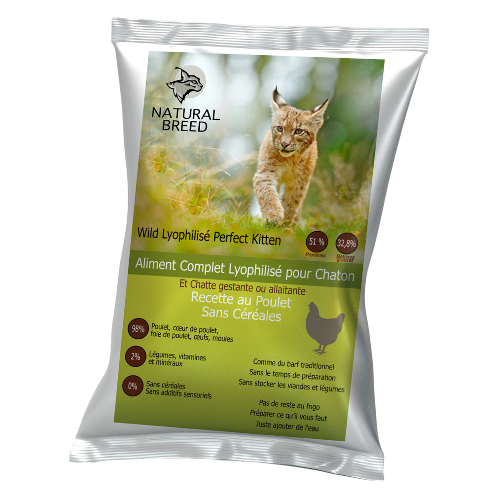 Wild lyophilisé perfect kitten - lyophilisé chaton, poulet frais sans céréales, 200g