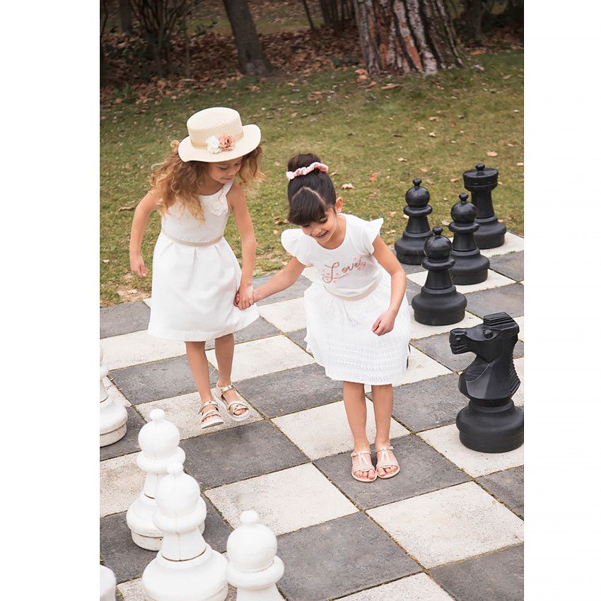 Robe de cérémonie en jacquard pour fille - Ecru