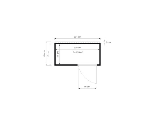 Cubo 1 tuinhuis met vloer, 234 x 121 cm, lichtgrijs