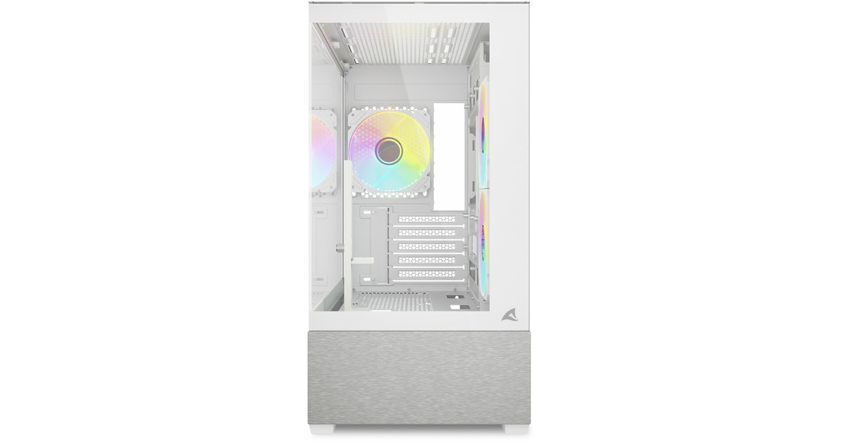 SharkoonMK7 ARGB mini tower behuizing  (Wit | 2x USB-A | 1x USB-C | RGB | Tempered Glass)