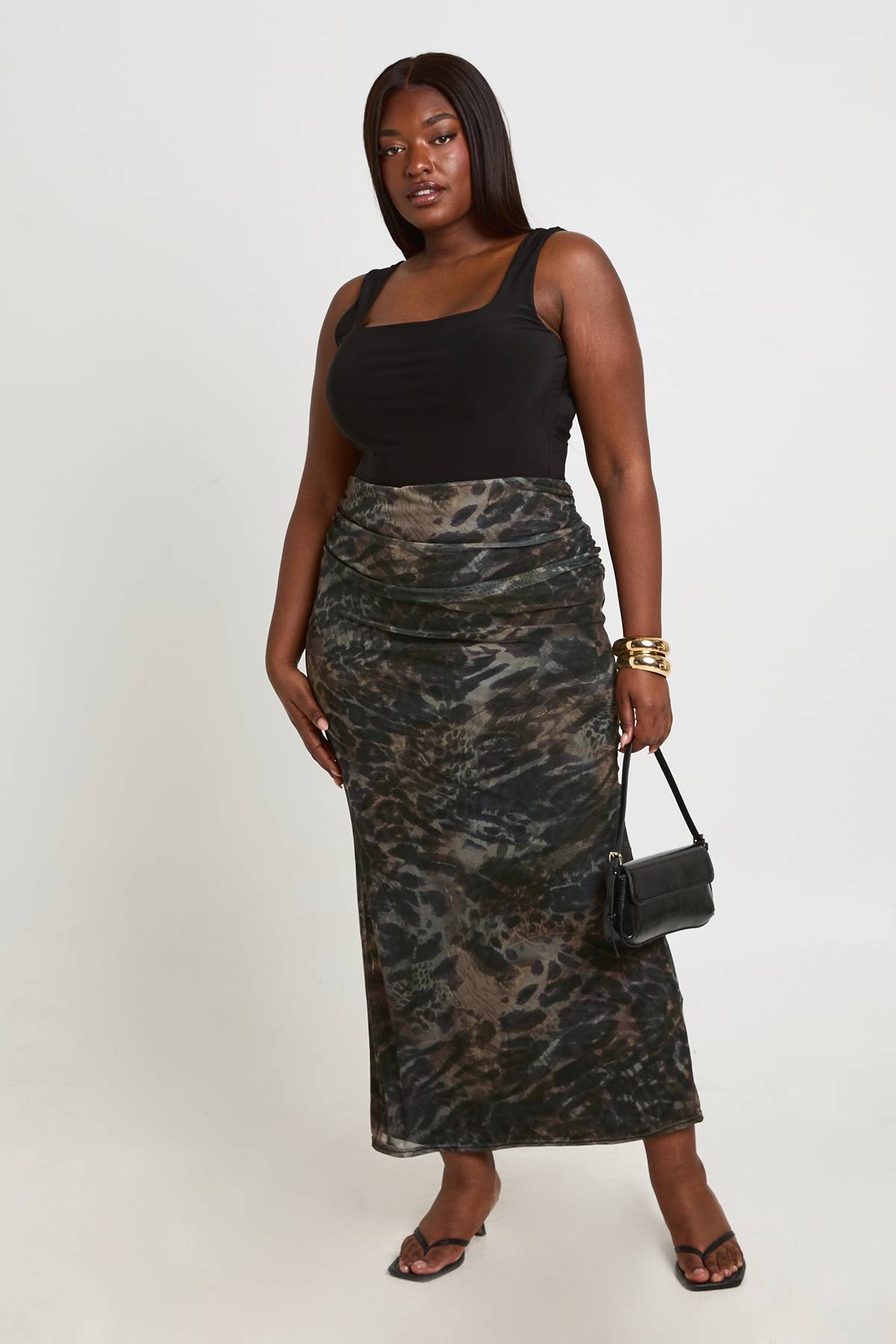 boohoo Jupe Maxi En Mesh À Imprimé Léopard Mixte Grande Taille