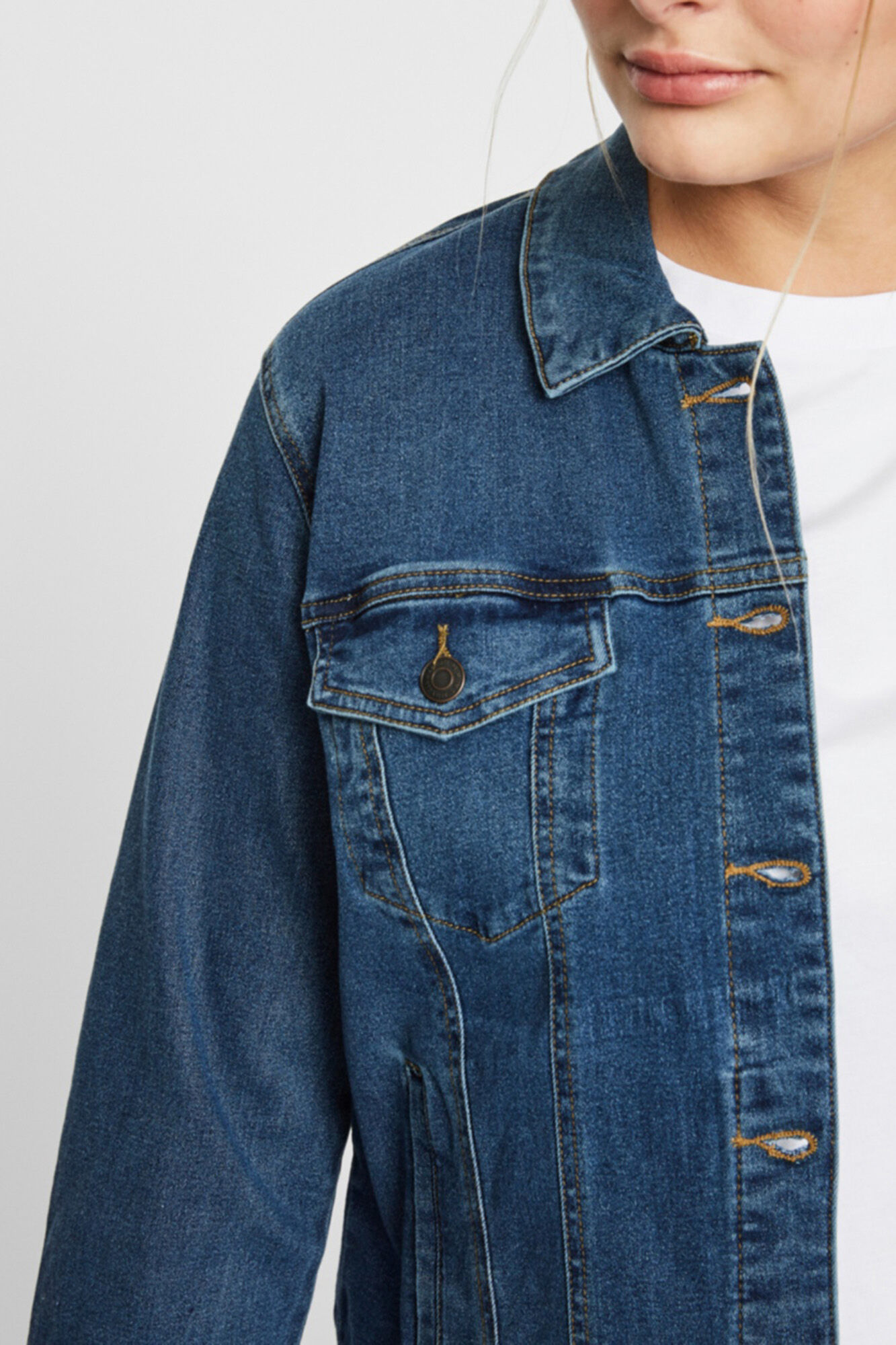 Jaqueta jeans plus size - Azul