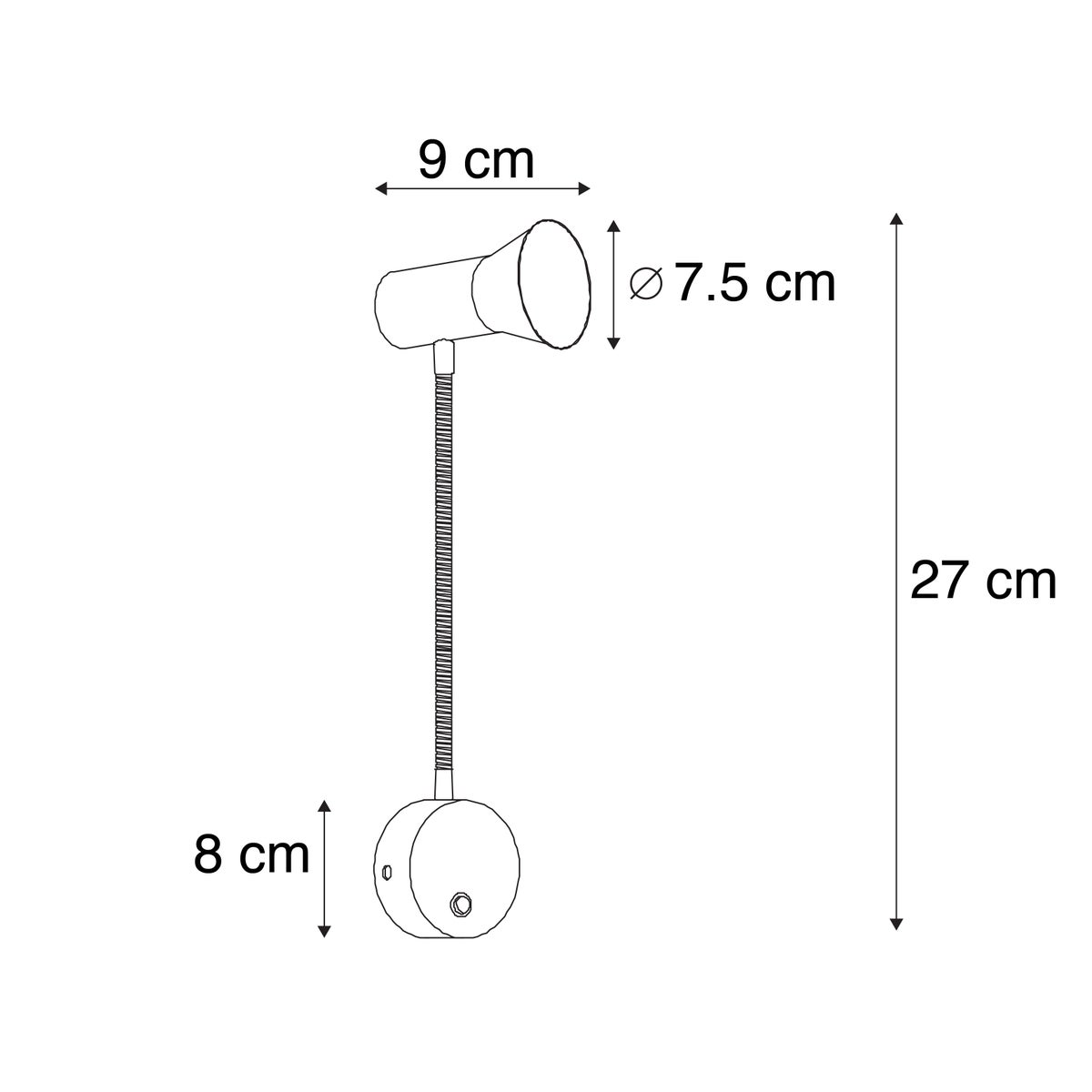 Stalen wandlamp met flexibele arm - Karin Flex