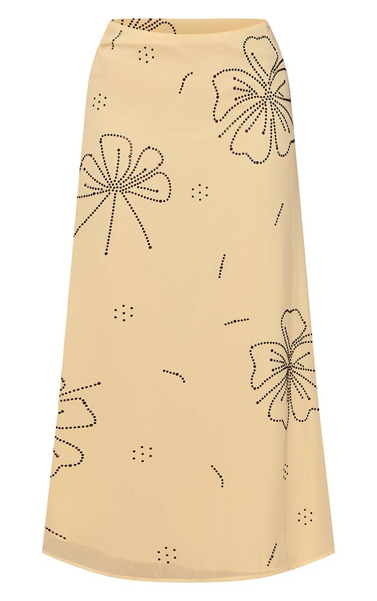Citron Jupe Longue En Mousseline À Perles Florales Petite Taille - Ensemble Coordonné