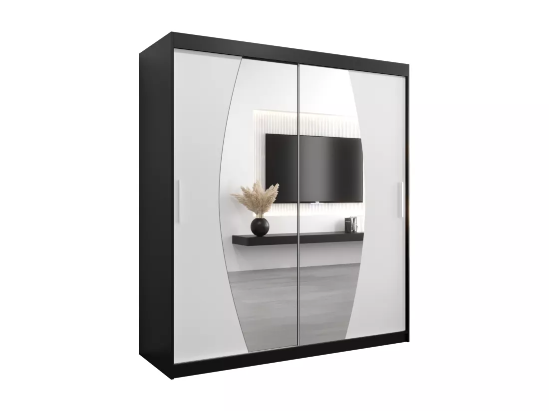 Armoire Elypse À Portes Coulissantes 200/180/62 2 portes (Noir/Blanc)