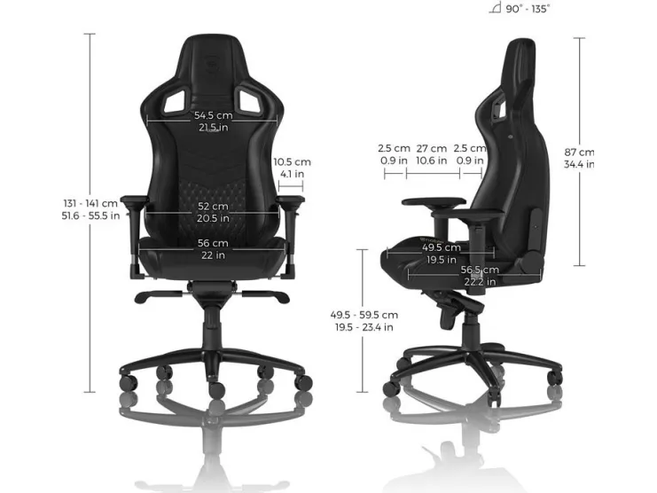 noblechairs EPIC Ægte læder Gaming Stol - sort