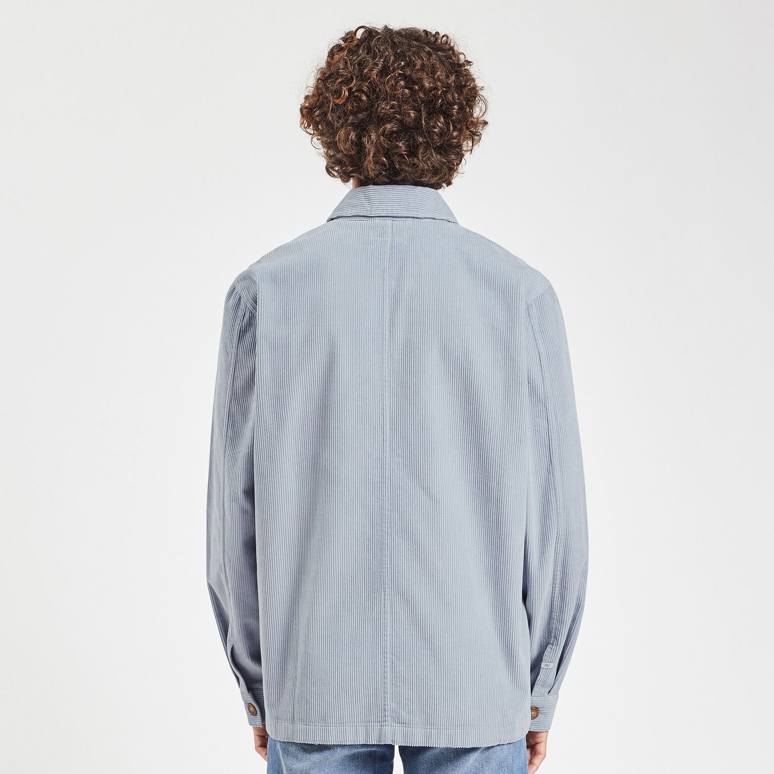 Surchemise unie coton recyclé velours Bleu clair