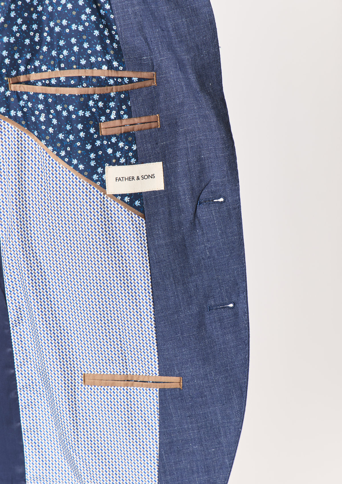 Veste coordonnable Regular en lin et coton unis bleu indigo