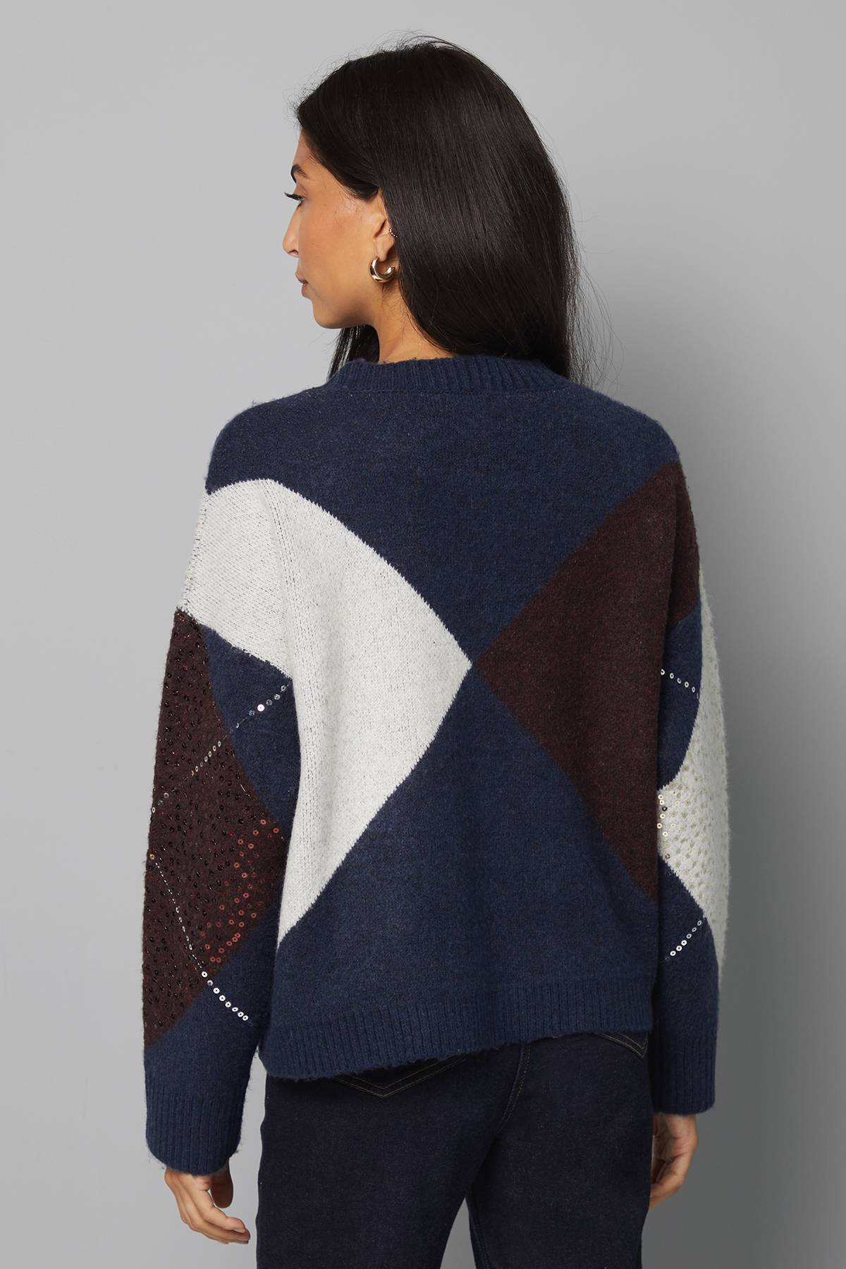 Wallis synthétiquell Argyle Oversize Marine