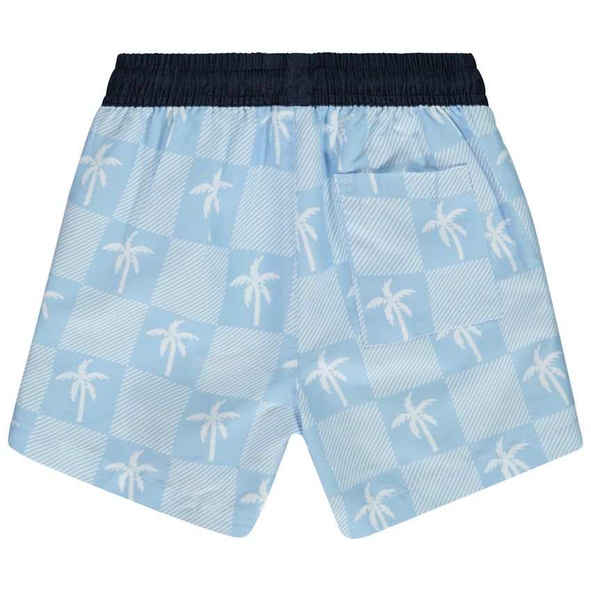 Short de bain damier avec imprimé palmier pour garçon - Blanc