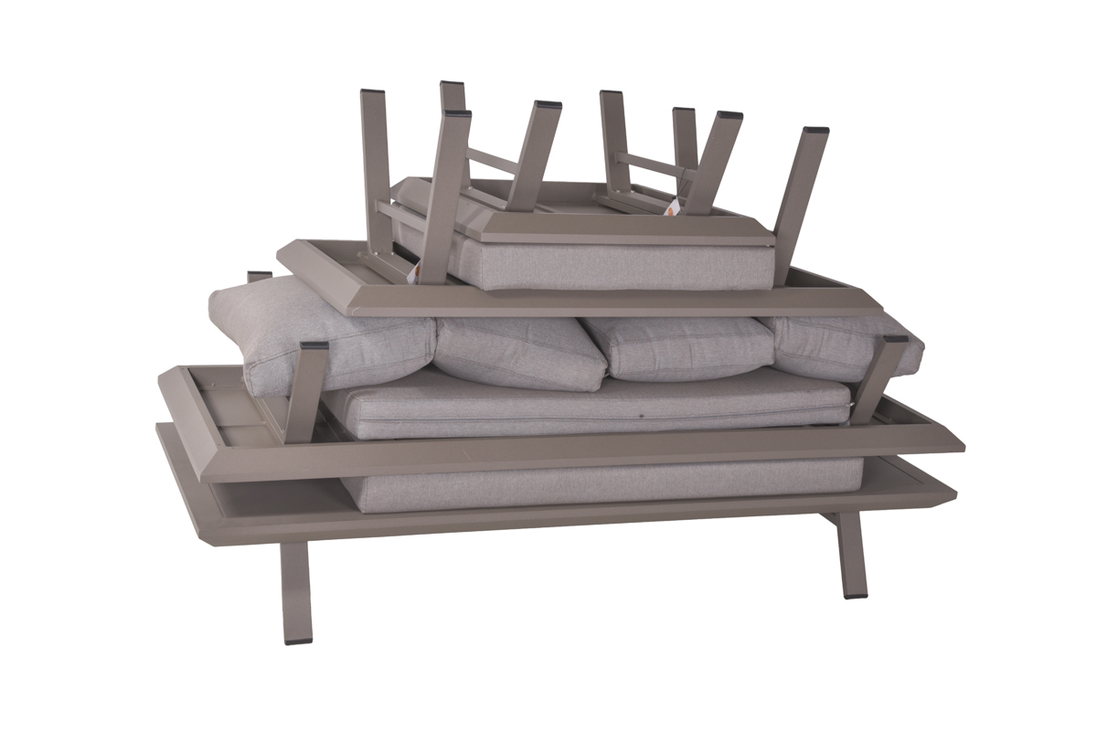 4-teilige Lounge-Gruppe CELIA - hellgrau-taupe