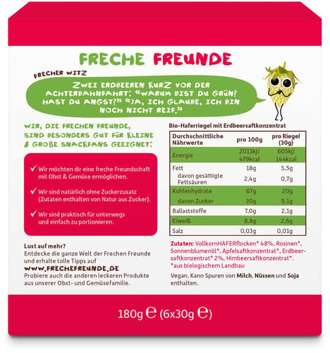 Freche Freunde BIO Fruchtiger Haferriegel Erdbeere