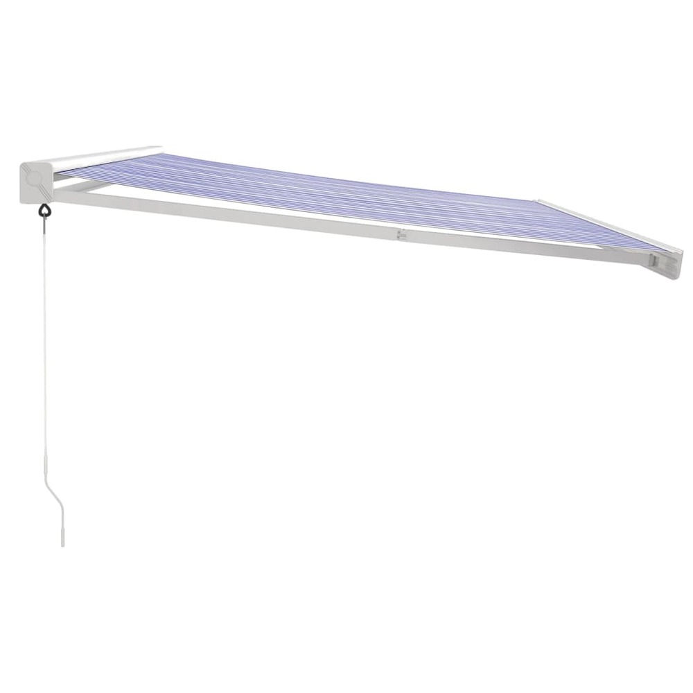Auvent rétractable bleu et blanc 4,5x3 m tissu et aluminium