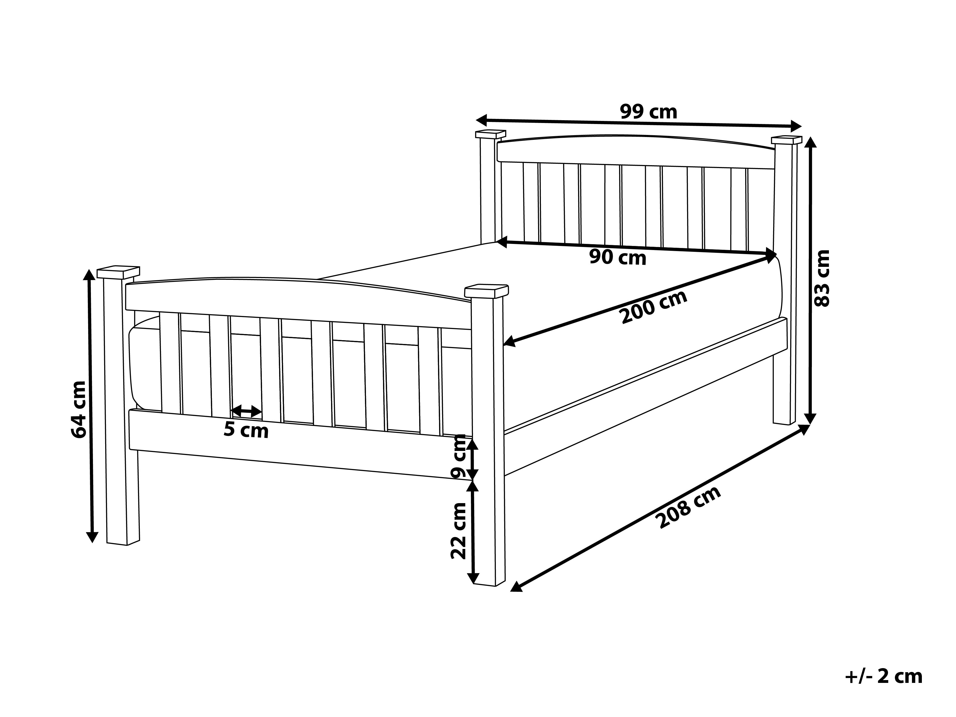 Bed Dennenhout GIVERNY 90 x 200 cm Lichtbruin