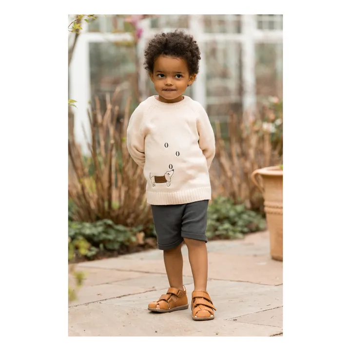 Fliink Pull Magic Broderie Chien Coton Bio | Ecru