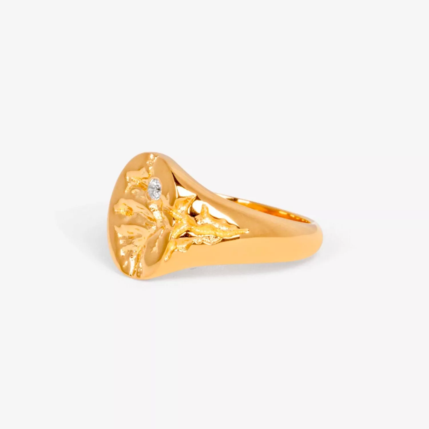 IX Studios Mini Oval Nature Ring 22 kt. Forgyldt Sølv DMN0299GDWH