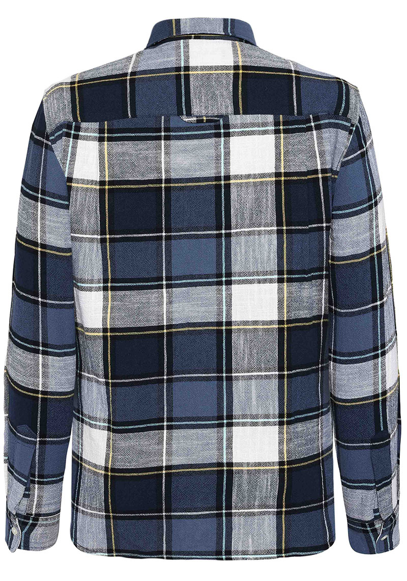 Knowledge Cotton Apparel Hemd Loose Slub Checkered Shirt Blue Check